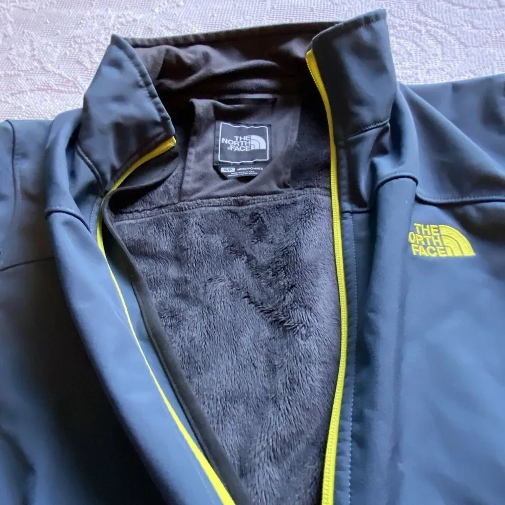 North Face Coat Jacket Men's‎ Sz S Thick Fuzzy Lining Gray And Blue Nice J